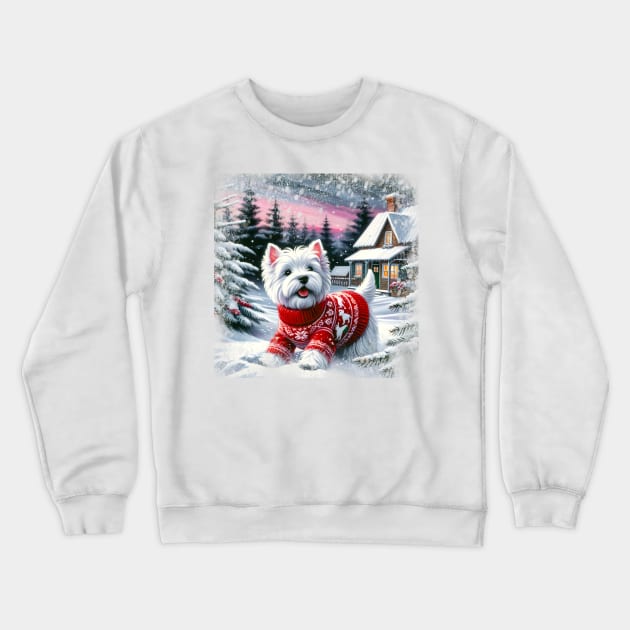 Christmas West Highland White Terrier Crewneck Sweatshirt by OddHouse